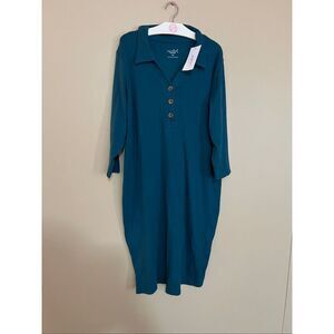 Isabel Maternity By Ingrid & Isabel Teal Polo Dress Woman’s Size XL NEW